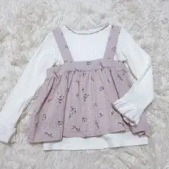 【お得！】シンプルフリー 長袖カットソー ビスチェ 花柄 重ね着 女の子 100