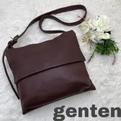 美品★genten ショルダーバッグ 鹿革 ブラウン オールレザー 斜め掛け