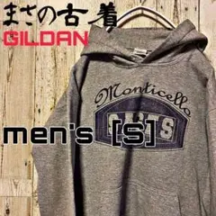 ［GILDAN］プリント長袖パーカーmen's［L］グレー