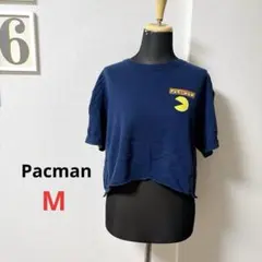 PAC-MAN クロップドTシャツ ネイビー 海外古着 100%コットン