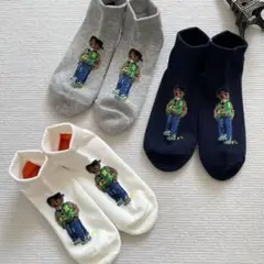 キャラクター刺繍ソックス3足セットsize:25-27.5cm