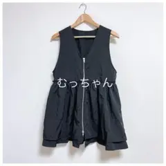 【美品】 LEPSIM レプシム ギャザー ダブルジップ ベスト ペプラム 黒