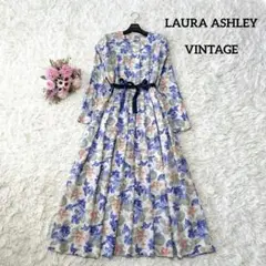【訳アリ♡希少ヴィンテージタグ】ローラアシュレイ　花柄くるみボタンワンピース　L
