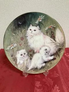 ロイヤルウースター 猫 白猫の親子 絵皿