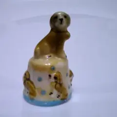 陶器製指ぬき指貫 シンブル！救助犬ワンちゃん型！美品！