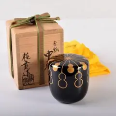 茶道具　山中塗　塗師　多田桂寛作　笹露蒔絵　中棗　共箱　V　7064 茶道具 山中塗 塗師 多田桂寛作 笹露蒔絵 中棗 共箱 V 7064