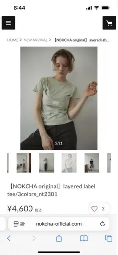 nokcha レイヤードラベルTシャツ