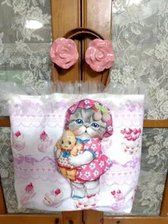 新作　コヤンイサムチョンバッグ　るみちゃん　本革持ち手　トートバック中　ケーキ柄