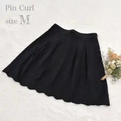 【ピンカール】Pin Curl ひざ丈フレアスカート スカラップ ブラック M