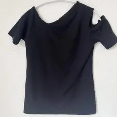 ANAP アナップ　肩出しTシャツ Tシャツ リブ　ブラック　黒　リブTシャツ