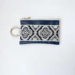 インド刺繍リボン　パスケース　カラビナ付き　キーケース　名刺入れ　ポーチ