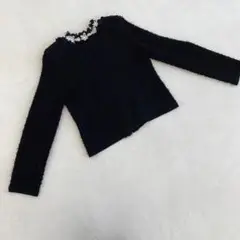 ⭐ブランド名⭐ 黒 ビジュー装飾 ツイード ジャケット セレモニー フォーマル