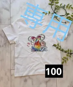 アナ雪 エルサ プリント コットンTシャツ 100 子供 キャラクター 新品