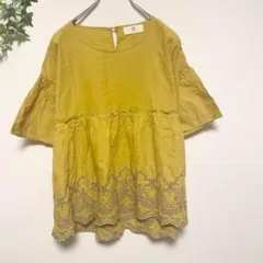 r.p.s アールピーエス【M】半袖ブラウス デザイン刺繍 フレア