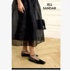 【24万円】JIL SANDER レザー フラットシューズ クリスタルビジュー