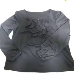 黒ブラウス レディーストップス フリルブラウス 卒業式 黒トップス スーツ