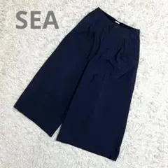 美品✨SEA 日本製 3 ナイロン バルーン ワイド ガウチョパンツ ネイビー