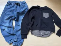 120サイズ　長袖長ズボンセット　スウェット　デニムパンツ　BREEZE Koe