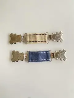 サロペットクリップ　くま　ベビー　ずれ防止　サスペンダー　オーバーオール　セット