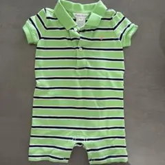 Ralph Lauren 緑 ストライプロンパース 6M
