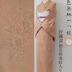 正絹✿裄丈長め 訪問着と同格 色無地一つ紋 袷