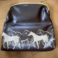 馬プリントがま口ポーチ