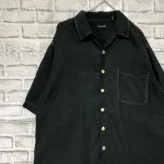 半袖シルクシャツ！アロハ　ブラックL 730