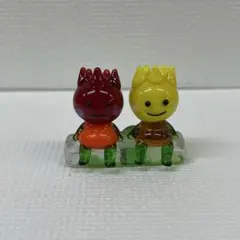 ガラス細工　チューリップちゃん2人ベンチ（黄/赤）