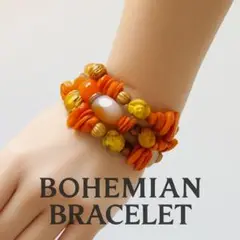 ボヘミアン×エスニック＊天然石シェルビーズブレスレット 夏アクセサリー 海