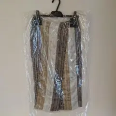 新品・未使用 トランスワーク 麻混 ストライプスカート