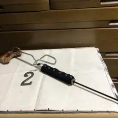 火起こし2点セット☆リメイク商品☆持ち手脱着可能☆ひっかき棒u0026薪バサミ合体タイプ