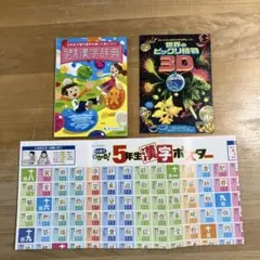進研ゼミ　小学講座、5年生 漢字辞典 & 世界のビックリ植物3Dメガネ付き