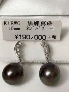 黒蝶真珠 ダイヤモンド K18WG ネジバネ式 イヤリング