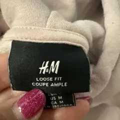 H&M ルーズフィット パーカー M ライトピンク