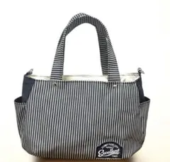 チューリップ型トートバッグ　ヒッコリー×デニム　ハンドメイド