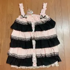 TRALALA トゥララ ピンク×黒 姫系 キャミワンピース レース リボン