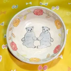 川原れもん サラダボール クマ 陶芸作家作品