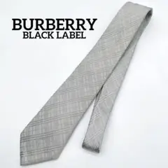 【BURBERRY BLACK LABEL】ネクタイ チェック絹 シルバーグレー