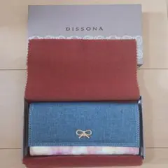 箱付き　DISSONA デニム フラワー 長財布