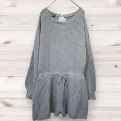 ♡アンビー (M) ニット オールインワン セットアップ ショート グレー
