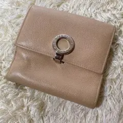 BVLGARI ブルガリ 折財布 ロゴクリップ レザー ベージュ