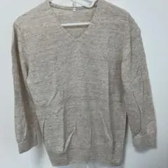 MUJI フレンチリネン Vネックセーター Mサイズ　UVカット　杢ベージュ