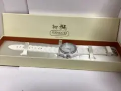 美品コーチCOACH ホワイトラバーベルト 時計本物