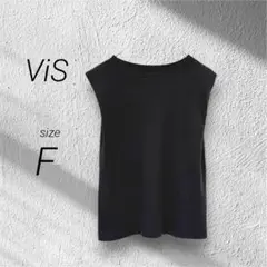 ビス ViS（F）ノースリーブトップス カットソー ブラック 黒 綿100% 夏