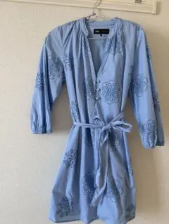 ZARA水色シャツワンピースSサイズ
