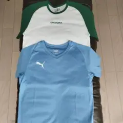 DIADORA 　puma シャツ ホワイト/グリーン ブール 160　2枚