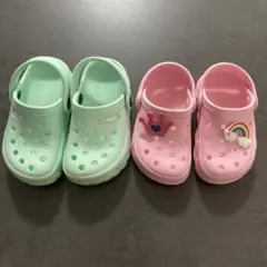 AMOJI ベビーサンダル ミント ピンク 2足セット