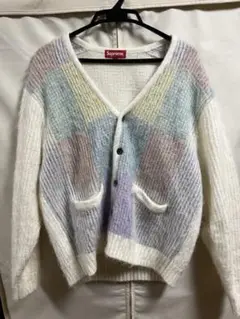 Supreme Brushed Grid Cardigan white