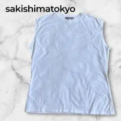 サキシマトーキョー　ノースリーブTシャツ　白　シンプル　フリーサイズ