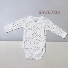 PETITBATEAU プチバトー　プリント長袖合わせボディ　ロンパース　ハート